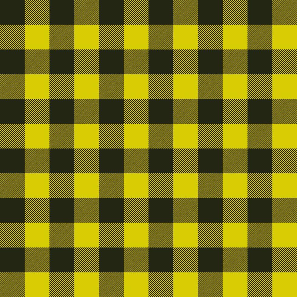 fundo de vetor padrão xadrez amarelo e preto, textura de tecido